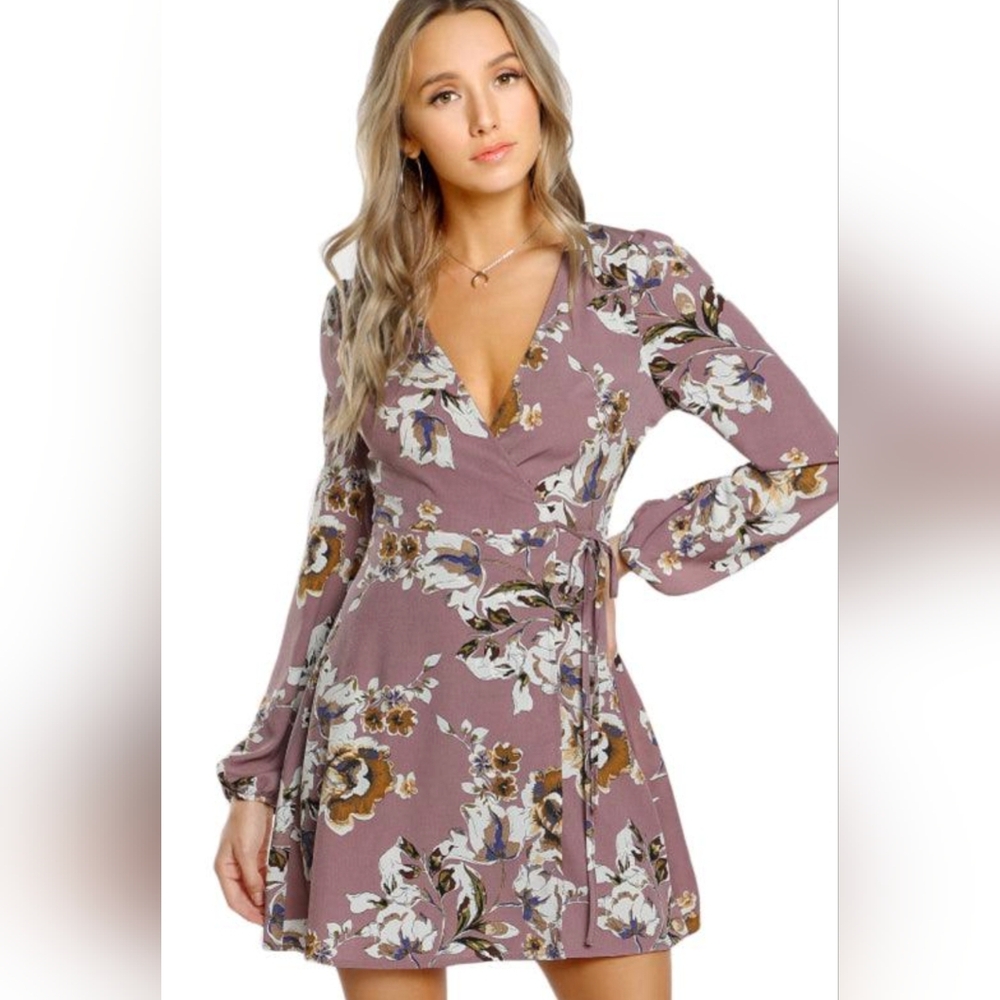 Floral Wrap Dress in Purple